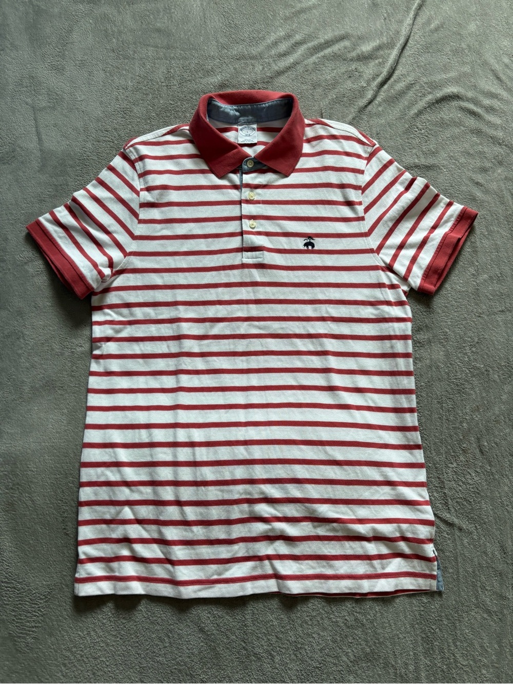 Brooks Brothers Cotton Slim Fit Striped Polo Shirt Red/Orange Men’s Size Large